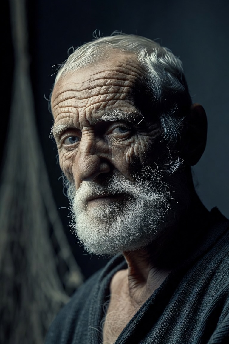 Elderly fisherman portrait generated by Grok